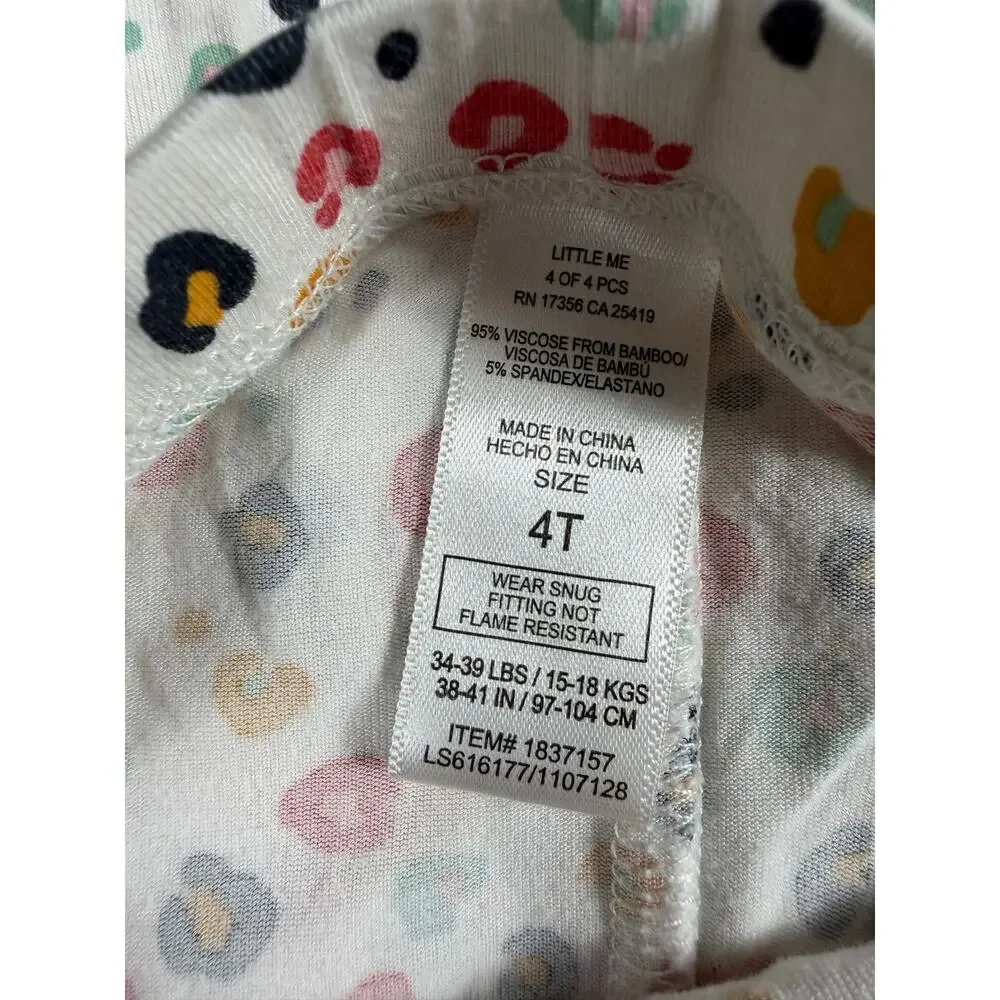 Little Me Bamboo Long Sleeve Leopard Print Pajamas size 4